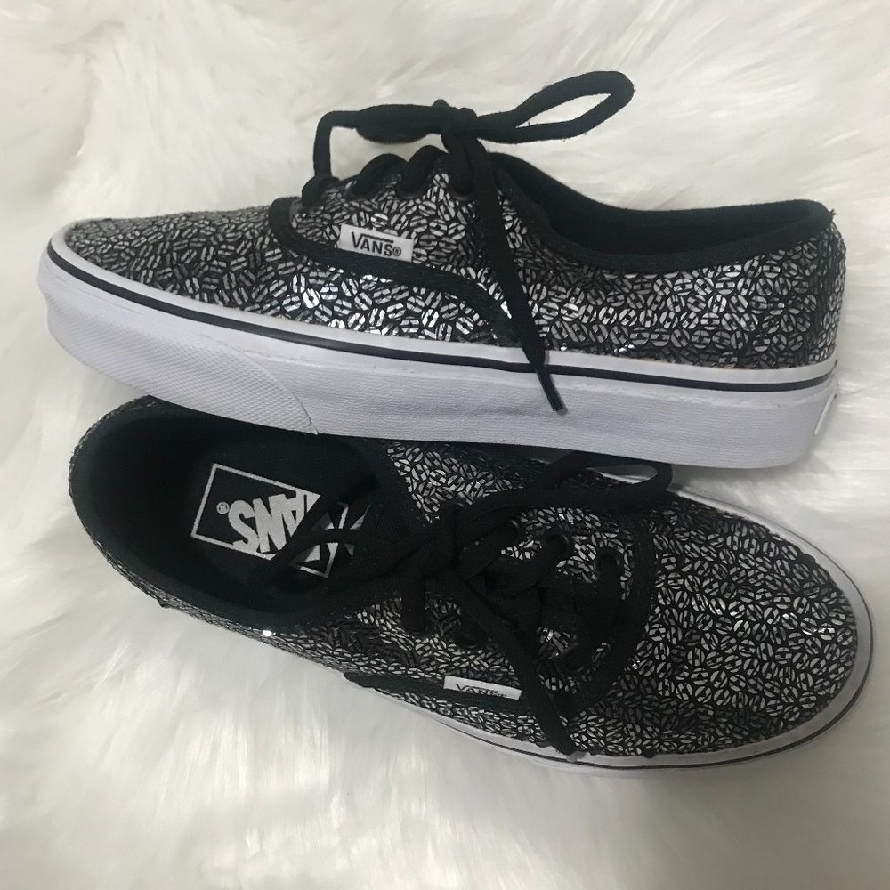 Vans black and silver sequin sneakers